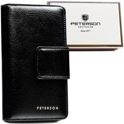 Portfel damski Peterson PTN 008-HF czarny. Czarne portfele damskie Peterson, ze skóry ekologicznej. Za 64.99 zł.