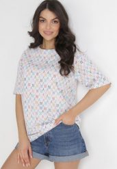 Szary T-shirt Bawełniany z Krótkim Rękawem i Nadrukiem Naven. Szare t-shirty damskie Born2be, m, bez wzorów, z bawełny, bez kołnierzyka, bez ramiączek. Za 14.99 zł.