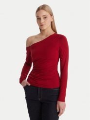 Guess Bluzka W6RP02 KC1J2 Czerwony Regular Fit. Czerwone bluzki damskie Guess, xs, z aplikacjami, z wiskozy, bez kołnierzyka, bez ramiączek. Za 299.99 zł.