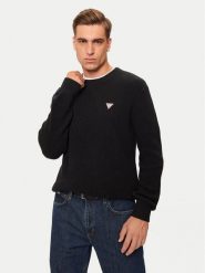 Guess Jeans Sweter M4BR30 Z3HM1 Czarny Regular Fit. Czarne swetry męskie Guess Jeans, m, z aplikacjami, z bawełny, bez kołnierzyka, bez ramiączek. Za 209.99 zł.
