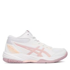 Buty halowe Asics. Białe obuwie sportowe damskie Asics, bez wzorów, bez zapięcia. Za 429.99 zł.
