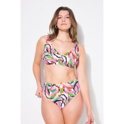 Damskie Figi od bikini figi krój z wysokim stanem kolorowy nadruk. Białe bikini Ulla Popken, plus size, bez wzorów, z elastanu. Za 99.99 zł.