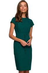 Elegancka sukienka ołówkowa z modelującymi przeszyciami zielona. Zielone sukienki damskie Sukienki.shop, do pracy, xl, bez wzorów, biznesowe, bez kołnierzyka, bez ramiączek, ołówkowe. W wyprzedaży za 181.00 zł.