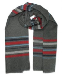 Szalik Szaro-Czerwony w Paski, Miękki, Firmy V.Fraas -Cashmink- Elegancki, Męski. Czerwone szaliki męskie V. Fraas, bez wzorów, z materiału. Za 59.00 zł.