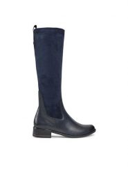 Caprice Kozaki 9-25514-41 Niebieski. Niebieskie kozaki damskie Caprice, bez wzorów, z materiału, bez obcasa, na płaskiej podeszwie, bez zapięcia. Za 519.99 zł.
