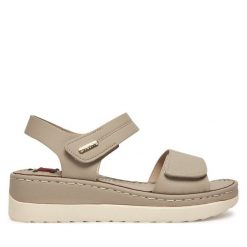 Sandały Go Soft. Szare sandały damskie GO SOFT, bez wzorów, bez obcasa, na koturnie, bez zapięcia. Za 139.99 zł.