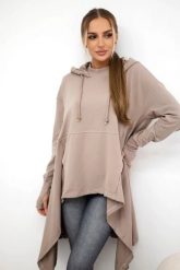 Bluza rozkloszowana u dołu ciemno beżowa. Brązowe bluzy damskie KESI, l, bez wzorów, z bawełny, bez ramiączek, z kapturem. Za 238.37 zł.