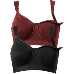 Biustonosz do karmienia piersią (2 pary) bonprix czerwony kasztanowy + czarny. Czerwone biustonosze bonprix, bez wzorów. Za 75.98 zł.