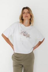 T-SHIRT CLAUDIA "WIANEK" BIAŁY One size - Flawless. Białe t-shirty damskie Flawless, s, bez wzorów, z bawełny, eleganckie, bez kołnierzyka, bez ramiączek. Za 187.00 zł.