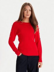 Morgan Sweter 252-MTECNA Czerwony Regular Fit. Czerwone swetry nierozpinane damskie Morgan, l, bez wzorów, z syntetyku, bez kołnierzyka, bez ramiączek. Za 269.99 zł.