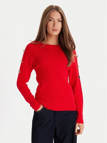 Morgan Sweter 252-MTECNA Czerwony Regular Fit. Czerwone swetry nierozpinane damskie Morgan, xl, bez wzorów, z syntetyku, bez kołnierzyka, bez ramiączek. Za 269.99 zł.