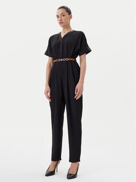 Fracomina Kombinezon FR25SO2004W47601 Czarny Regular Fit. Czarne sukienki damskie Fracomina, xs, bez wzorów, z syntetyku, bez kołnierzyka, bez ramiączek. Za 439.99 zł.