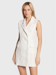 Glamorous Sukienka dzianinowa CK6798 Biały Regular Fit. Białe sukienki damskie Glamorous, bez wzorów, z dzianiny, bez kołnierzyka, bez ramiączek. Za 259.99 zł.