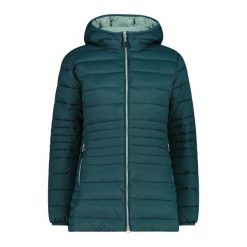 Długa kurtka puchowa z kapturem na zamek Sorona Aura damska CMP. Zielone kurtki sportowe damskie CMP, bez wzorów, z puchu, bez ramiączek, z kapturem, trekkingowe. W wyprzedaży za 469.50 zł.