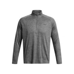 Top treningowy z zamkiem błyskawicznym 1/2 Under Armour Tech™. Czarne bluzy męskie Under Armour, bez wzorów, sportowe, bez ramiączek, bez kaptura. Za 251.50 zł.