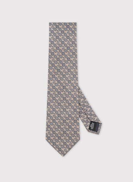 Beżowy krawat w mikrowzór. Brązowe krawaty i muchy Pako Lorente, bez wzorów, z poliesteru. Za 99.99 zł.