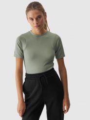 4F T-shirt slim crop-top gładki damski - khaki XL. Brązowe t-shirty damskie 4F, xl, bez wzorów, z dzianiny, sportowe, bez kołnierzyka, bez ramiączek. W wyprzedaży za 29.99 zł.