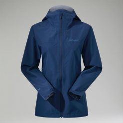 Kurtka przeciwdeszczowa damska Berghaus Deluge Pro 3.0. Niebieskie kurtki sportowe damskie Berghaus, s, bez wzorów, bez ramiączek, bez kaptura, trekkingowe. Za 369.99 zł.