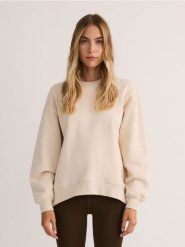 Bluza oversize - jasnożółty. Żółte bluzy damskie Reserved, l, bez wzorów, z bawełny, bez ramiączek, bez kaptura. W wyprzedaży za 49.99 zł.