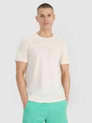 4F T-shirt regular z nadrukiem męski - biały S. Białe koszulki sportowe męskie 4F, m, bez wzorów, z bawełny, bez ramiączek. W wyprzedaży za 39.99 zł.