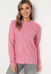 Różowy Sweter z Bawełną Ozdobiony Cyrkoniami Irinaelle. Czerwone swetry nierozpinane damskie Born2be, l, bez wzorów, z bawełny, eleganckie, bez kołnierzyka, bez ramiączek. Za 69.99 zł.