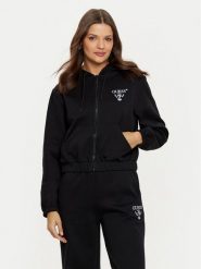 Guess Bluza V5RQ20 KC3D2 Czarny Regular Fit. Czarne bluzy damskie Guess, xxs, z aplikacjami, z bawełny, bez ramiączek, bez kaptura. Za 259.99 zł.