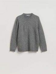 Sweter z domieszką wełny - szary. Szare swetry męskie Reserved, l, bez wzorów, z dzianiny, bez kołnierzyka, bez ramiączek. Za 149.99 zł.