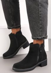 Czarne wężowe Botki Perice. Czarne botki damskie Renee, bez wzorów, bez obcasa, na płaskiej podeszwie, bez zapięcia. Za 149.99 zł.