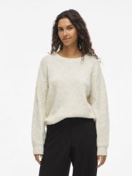 Vila Sweter - VILAssia Kobiety biały, S. Białe swetry nierozpinane damskie Vila, s, bez wzorów, z materiału, bez kołnierzyka, bez ramiączek. Za 139.95 zł.