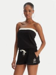 Juicy Couture Kombinezon Applique Terry JCWFP126316 Czarny Regular Fit. Czarne sukienki damskie Juicy Couture, xs, bez wzorów, z bawełny, bez kołnierzyka, bez ramiączek. Za 299.99 zł.