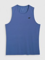 4F Tank top treningowy szybkoschnący męski - niebieski L. Niebieskie koszulki sportowe męskie 4F, l, bez wzorów, z elastanu, bez ramiączek, na fitness i siłownię. Za 69.99 zł.