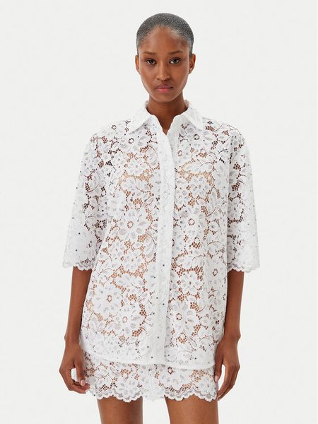 MICHAEL Michael Kors Koszula MS540SXGTA Biały Regular Fit. Białe koszule damskie MICHAEL Michael Kors, m, bez wzorów, z syntetyku, bez kołnierzyka, bez ramiączek. Za 699.99 zł.