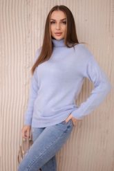 Sweter z wywijanym golfem niebieski. Niebieskie swetry nierozpinane damskie KESI, l, bez wzorów, z wełny, bez kołnierzyka, plus size, bez ramiączek. Za 139.05 zł.