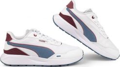 Puma Buty damskie Puma Runtamed Plus biało-niebieskie 389237 01 41. Białe obuwie sportowe damskie Puma, bez wzorów, bez zapięcia. Za 275.29 zł.