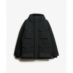 Parka Superdry Everest Tactical. Czarne parki męskie Superdry, na zimę, s, bez wzorów, klasyczne, bez kołnierzyka, bez kaptura. Za 886.30 zł.