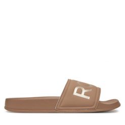 Klapki Roxy. Brązowe klapki damskie Roxy, bez wzorów, bez obcasa, bez zapięcia. Za 89.99 zł.