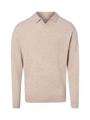 Jack & Jones sweter z dzianiny z domieszką wełny Mężczyźni beżowy, S. Brązowe swetry męskie Jack & Jones, m, bez wzorów, z dzianiny, bez kołnierzyka, bez ramiączek. Za 249.95 zł.