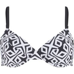 Biustonosz bikini na fiszbinach bonprix czarno-biały z nadrukiem. Czarne bikini bonprix, bez wzorów. Za 37.99 zł.