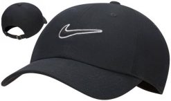 Czapka z daszkiem Nike Club Cap. Czarne czapki damskie Nike, bez wzorów, z bawełny. Za 99.99 zł.