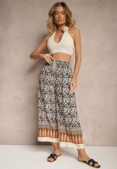 Czarne Spodnie z Bawełny High Waist z Abstrakcyjnym Wzorem Lisathiela. Czarne spodnie materiałowe damskie Renee, bez wzorów, z bawełny, z podwyższonym stanem. Za 29.99 zł.