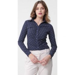 Granatowa Koszula Julissa. Koszule damskie Born2be, l, bez wzorów, eleganckie, bez kołnierzyka, bez ramiączek. Za 59.99 zł.
