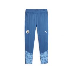 Spodnie treningowe Manchester City 2023/24. Niebieskie spodnie sportowe męskie Puma, s, bez wzorów, z dresówki, do piłki nożnej. W wyprzedaży za 212.00 zł.