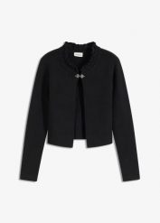 Sweter rozpinany w ludowym stylu. Białe kardigany damskie bonprix, bez wzorów, ze splotem, bez kołnierzyka. Za 144.99 zł.
