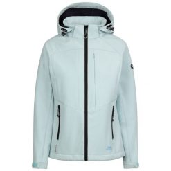 Trespass Fryatt - Damska kurtka typu softshell Seafoam Marl. Niebieskie kurtki sportowe damskie Trespass, na jesień, z aplikacjami, z gumy, bez ramiączek, bez kaptura, trekkingowe. Za 378.99 zł.