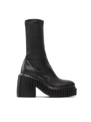 AGL Kozaki Tiggy Stretch 12038/22 Czarny. Czarne kozaki damskie AGL, bez wzorów, ze skóry, bez obcasa, na słupku, bez zapięcia. Za 2,969.00 zł.