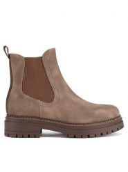 Clara Barson Botki WS5195-26 Beżowy. Brązowe botki damskie Clara Barson, bez wzorów, z materiału, bez obcasa, na płaskiej podeszwie, bez zapięcia. Za 159.99 zł.
