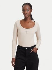 Guess Body V4YP07 J1314 Beżowy Slim Fit. Brązowe body Guess, z aplikacjami, z bawełny. Za 194.99 zł.