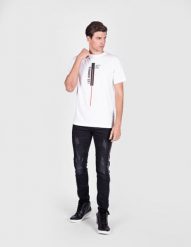 Les Hommes T-shirt "Vertical Line" | LJT201 700P | Vertical Line | Mężczyzna | Biały. Białe t-shirty męskie Les Hommes, m, bez wzorów, z bawełny, bez kołnierzyka, bez ramiączek. W wyprzedaży za 249.00 zł.