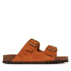 Klapki Scholl. Brązowe klapki damskie Scholl, bez wzorów, bez obcasa, bez zapięcia. Za 259.99 zł.