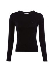 Marie Lund Sweter z dzianiny Kobiety Sztuczne włókno czarny, XXL. Czarne swetry nierozpinane damskie Marie Lund, xxl, z aplikacjami, z dzianiny, bez kołnierzyka, bez ramiączek. Za 199.95 zł.